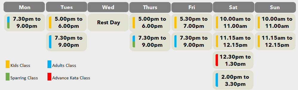 Karate Class Latest Schedule May 2026