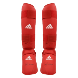 WKF Approved Adidas Shin Guard Red